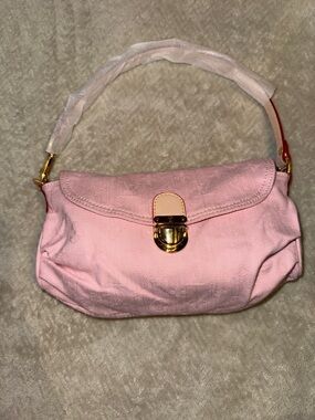 Soft Pink Women's Shoulder Bag with Gold Hardware